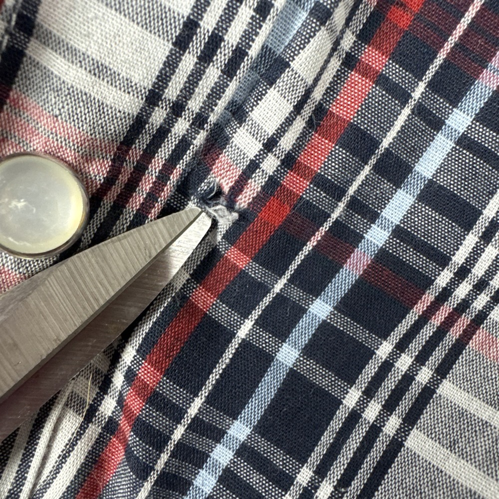 Roper Shirt Mens 2XL Red White Blue Plaid L/S Pearl Snap Western Cowboy - Picture 12 of 13